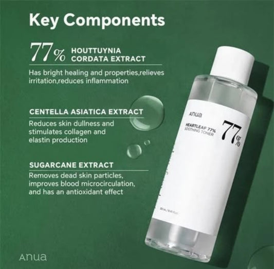 Anua Heartleaf 77% Soothing Toner Calming & Hydrating Redness Relief 40ML