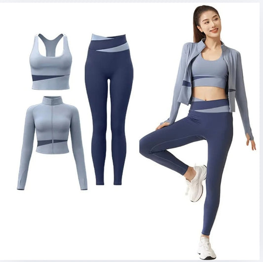 Tracksuits for ladies - sports bra-fitness jacket 3 piece set