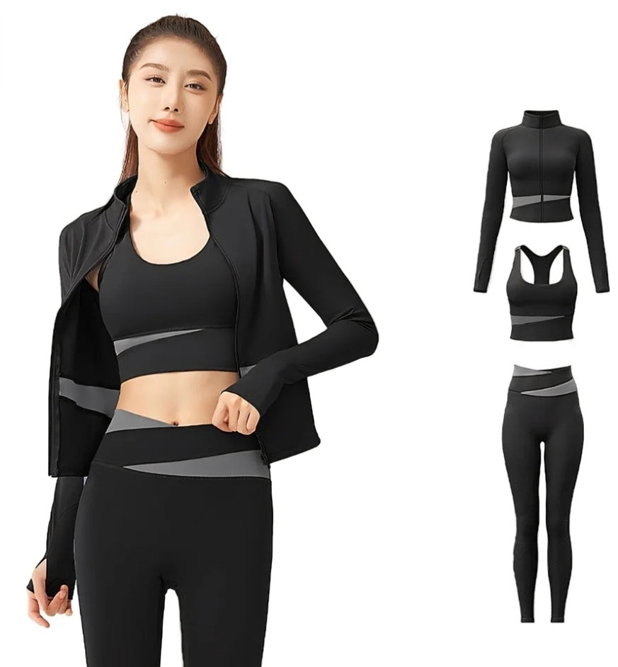 Tracksuits for ladies - sports bra-fitness jacket 3 piece set