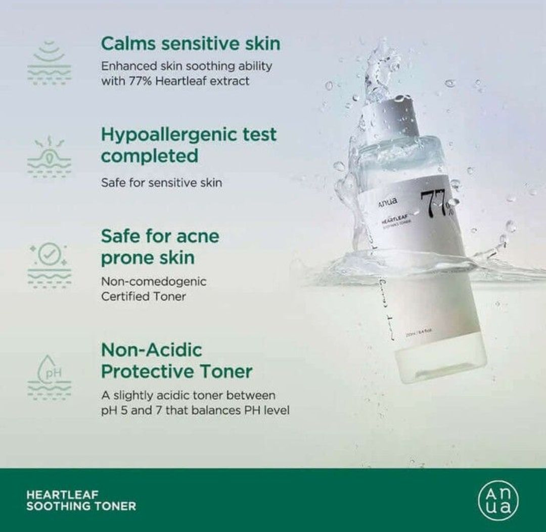 Anua Heartleaf 77% Soothing Toner Calming & Hydrating Redness Relief 40ML