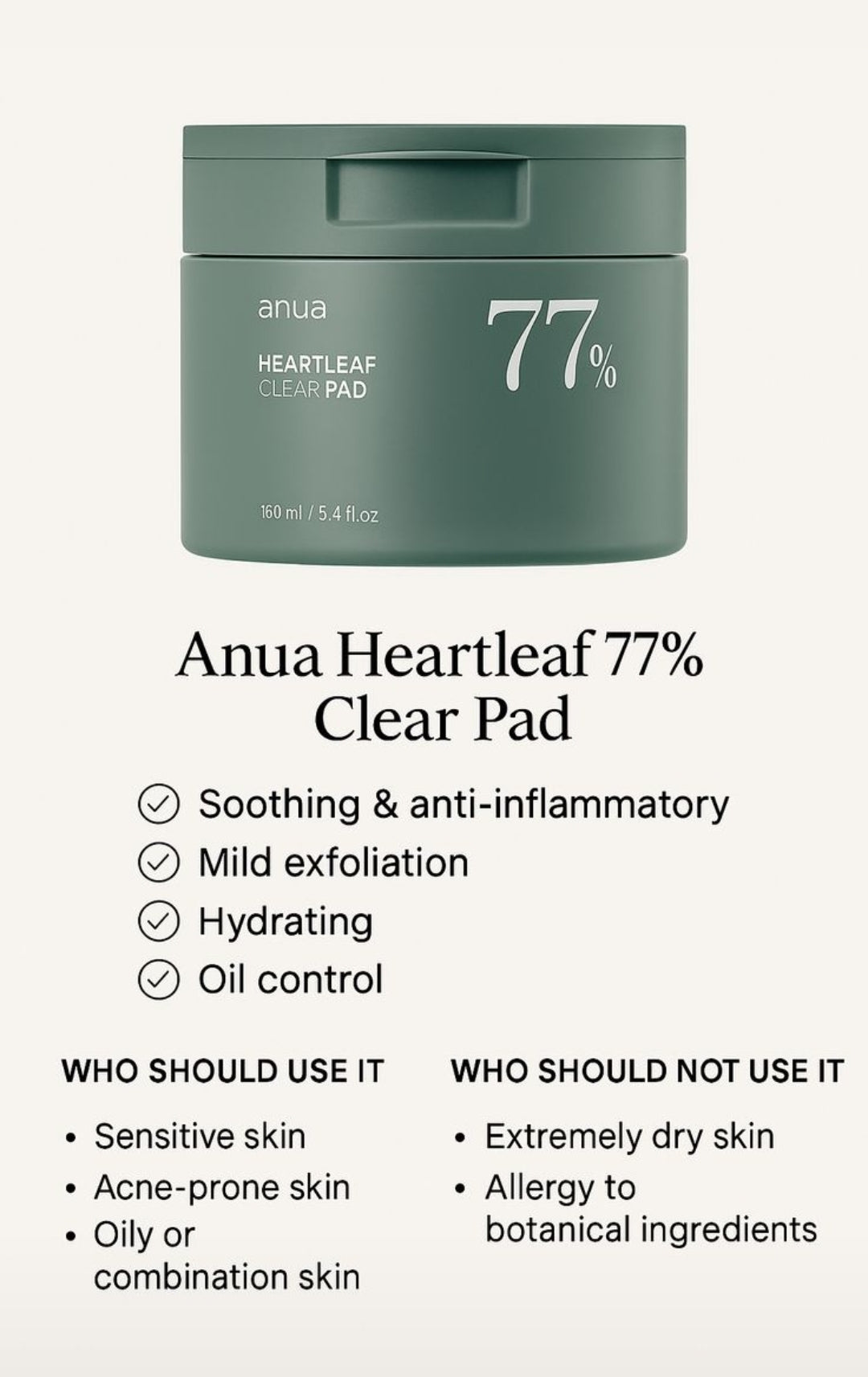 Anua Heartleaf 77% Clear Pad 160ml