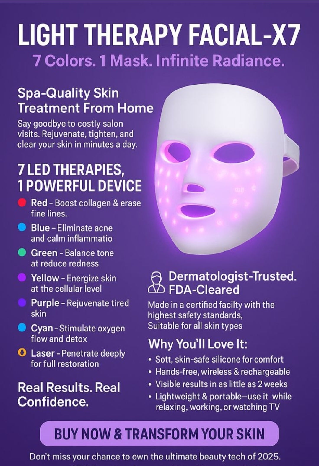 SUNPINT Portable 7-Color LED Face Mask